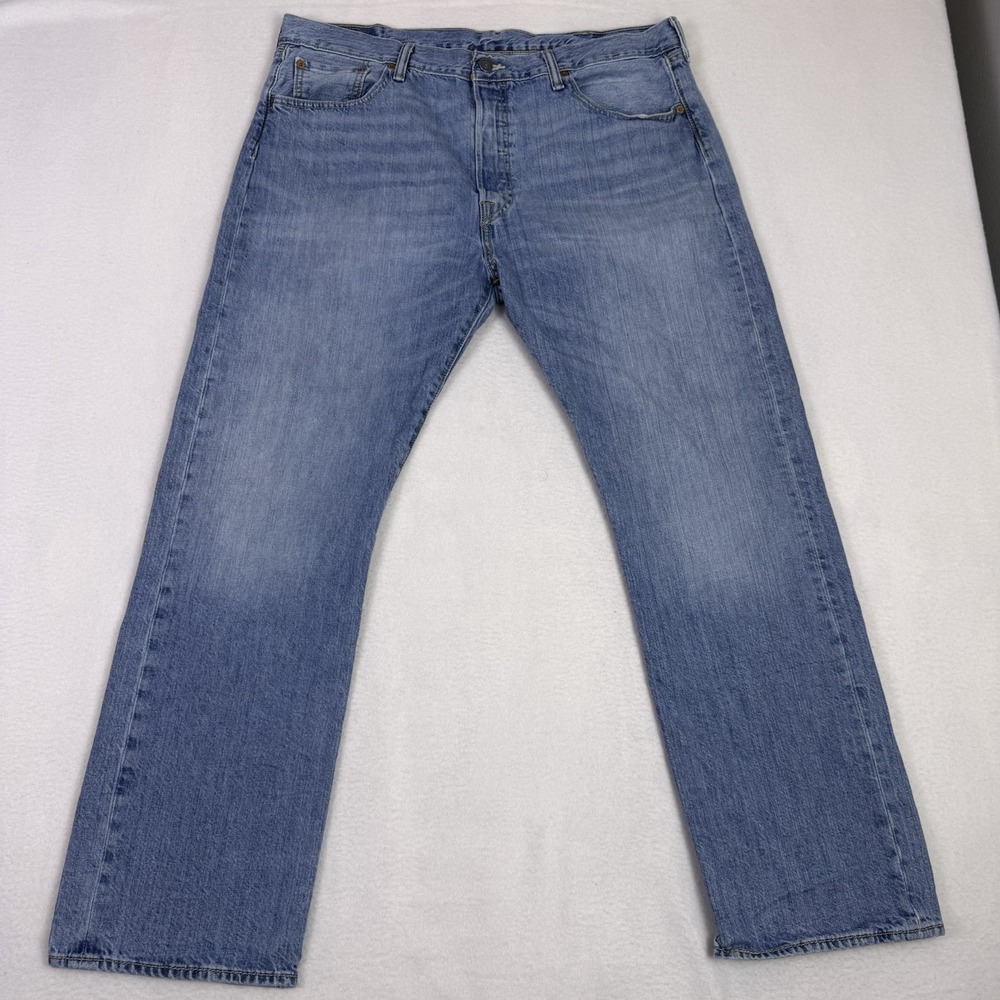 Levis 501 Jeans Men 36x30 Blue Button Fly Original Fit Pants‎ Light Wash Y2K